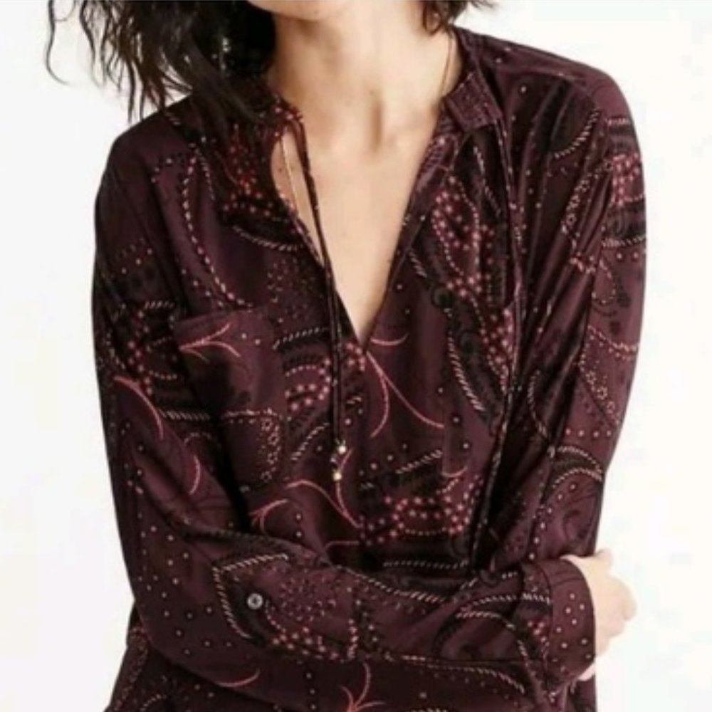 Abercrombie & Fitch Paisley Tie Front Blouse